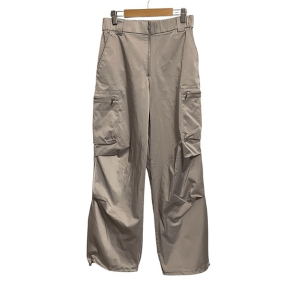 Zara Taupe Grey Wide Leg Cargo Pants High Rise Utility Trousers Size M